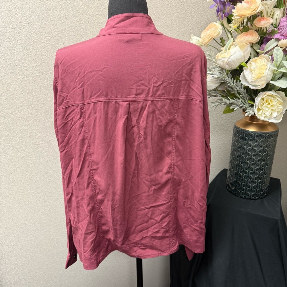 Torrid Rose Pink Utility Snap Jacket Size 2 Lightweight Fall Layering Top - Picture 3 of 8